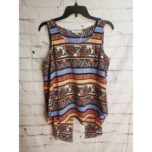 Pink rose elephant tank top blouse